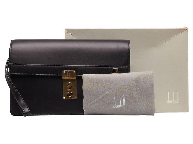 Alfred Dunhill Borsa a mano in pelle Dunhill nera e dorata in ottime condizioni - vista 10