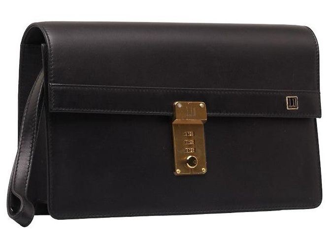 Alfred Dunhill Borsa a mano in pelle Dunhill nera e dorata in ottime condizioni - vista 2