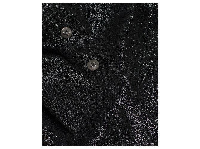 Chanel Seltene schwarze metallische Strickkleid - Ansicht 4