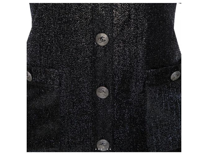 Chanel Seltene schwarze metallische Strickkleid - Ansicht 6