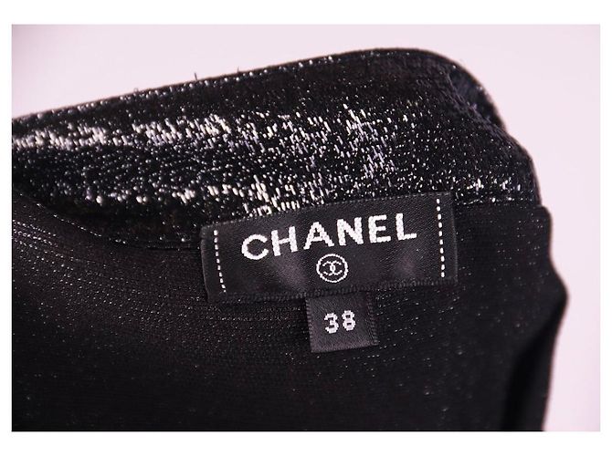 Chanel Seltene schwarze metallische Strickkleid - Ansicht 9