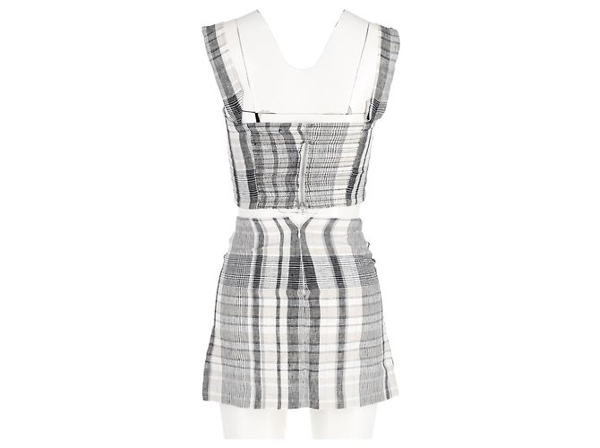 Conjunto de minifalda y top a cuadros de Reformation en lino gris - vista 6