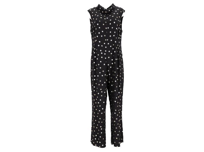 Autre Marque Macacão Rixo Star com gola reversa em viscose preta Preto - vista 6