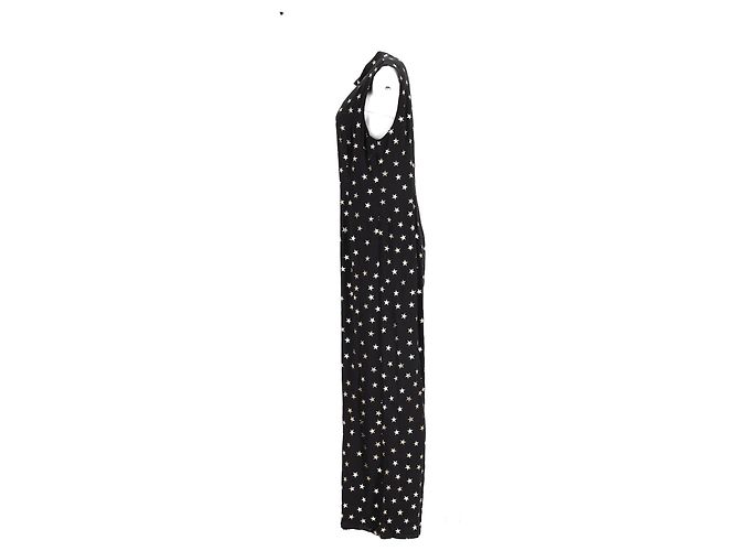 Autre Marque Macacão Rixo Star com gola reversa em viscose preta Preto - vista 7