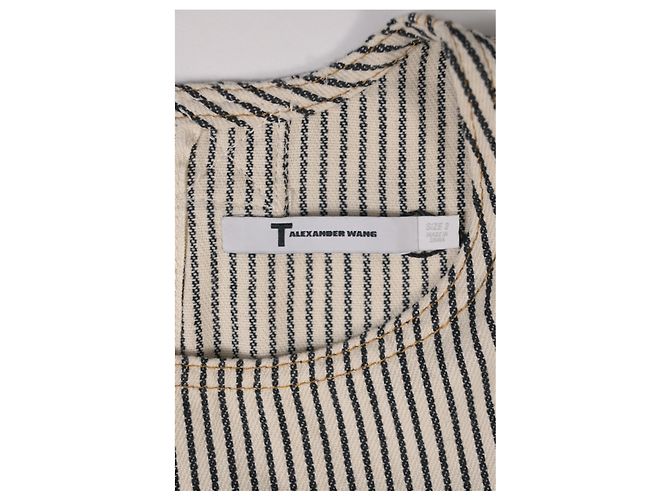 Top corto vaquero con rayas diplomáticas en algodón blanco de T by Alexander Wang - vista 10
