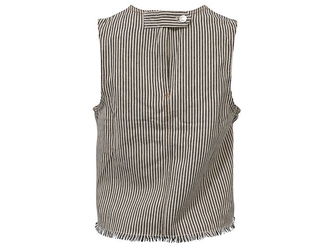 Top corto vaquero con rayas diplomáticas en algodón blanco de T by Alexander Wang - vista 3