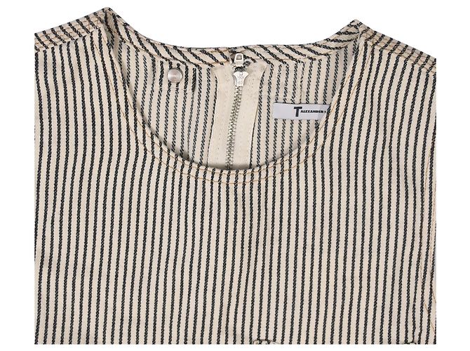 Top corto vaquero con rayas diplomáticas en algodón blanco de T by Alexander Wang - vista 4