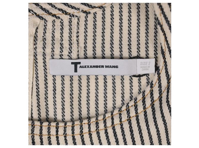 Top corto vaquero con rayas diplomáticas en algodón blanco de T by Alexander Wang - vista 5