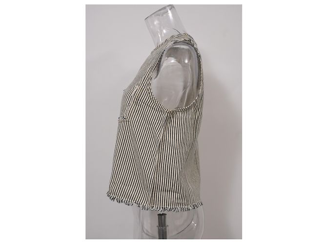 Top corto vaquero con rayas diplomáticas en algodón blanco de T by Alexander Wang - vista 7