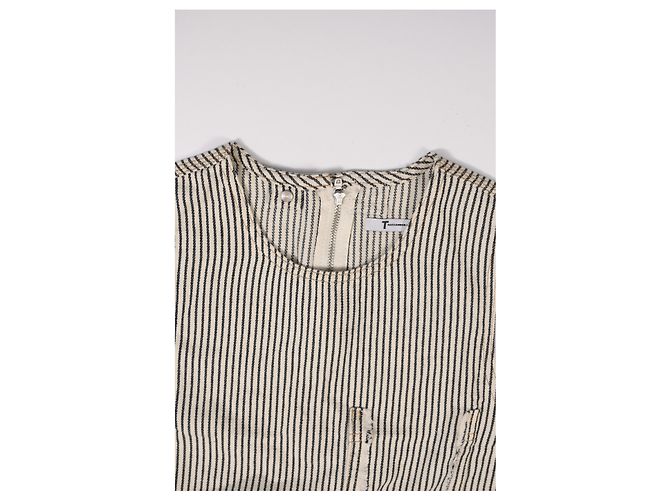 Top corto vaquero con rayas diplomáticas en algodón blanco de T by Alexander Wang - vista 9