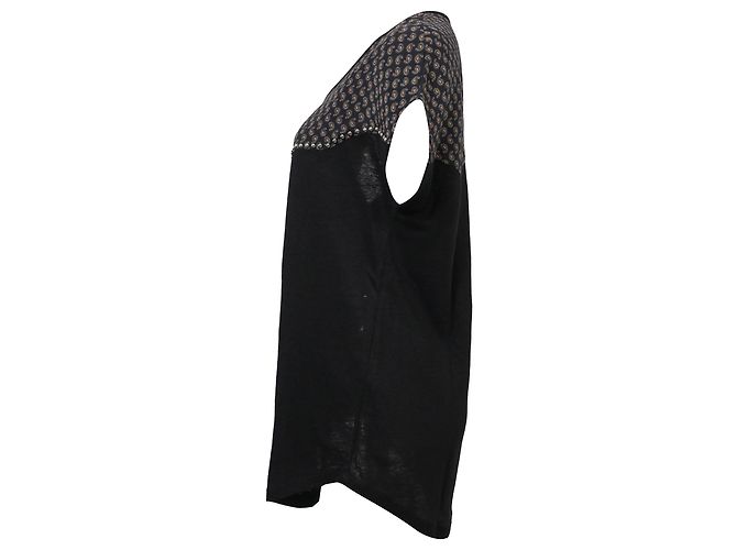Blusa a maniche corte con borchie Sandro Paisley in seta nera Nero - vista 2
