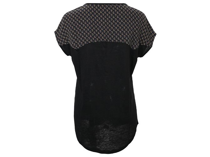 Blusa a maniche corte con borchie Sandro Paisley in seta nera Nero - vista 3