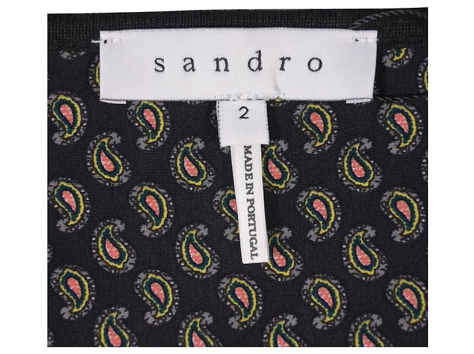 Blusa a maniche corte con borchie Sandro Paisley in seta nera Nero - vista 4