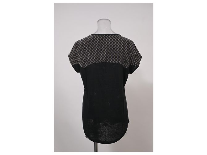 Blusa a maniche corte con borchie Sandro Paisley in seta nera Nero - vista 8