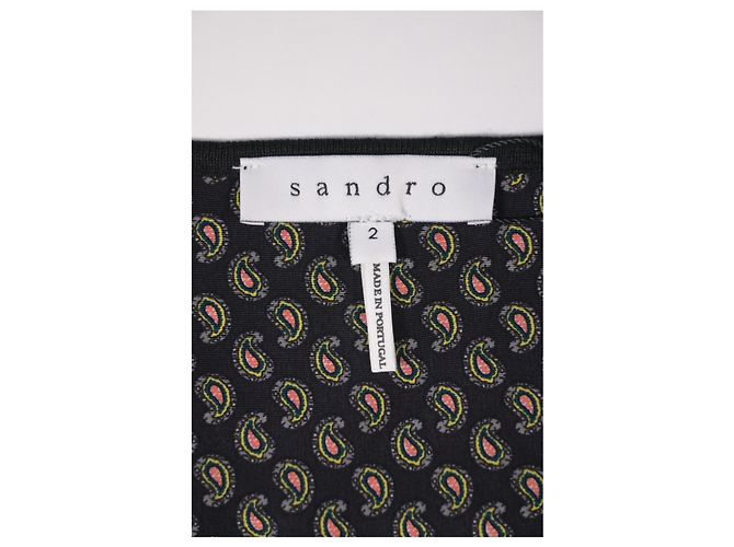 Blusa a maniche corte con borchie Sandro Paisley in seta nera Nero - vista 9