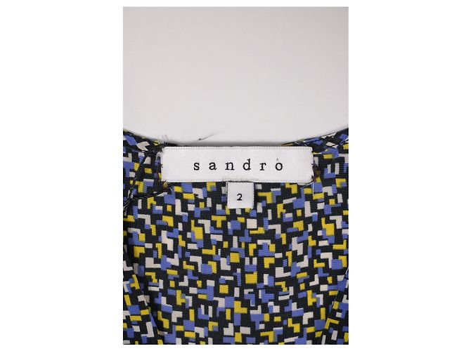 Blusa Sandro con scollo a V e bordi in pizzo in seta multicolore - vista 10