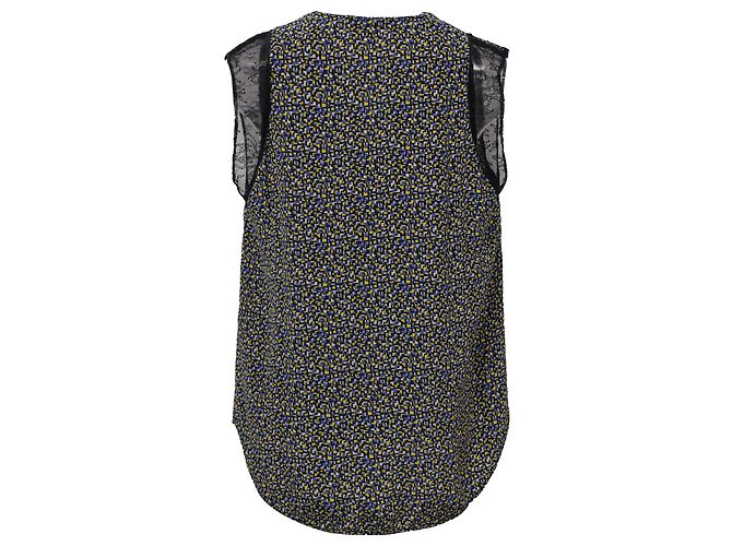 Blusa Sandro con scollo a V e bordi in pizzo in seta multicolore - vista 3