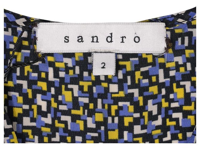 Blusa Sandro con scollo a V e bordi in pizzo in seta multicolore - vista 5