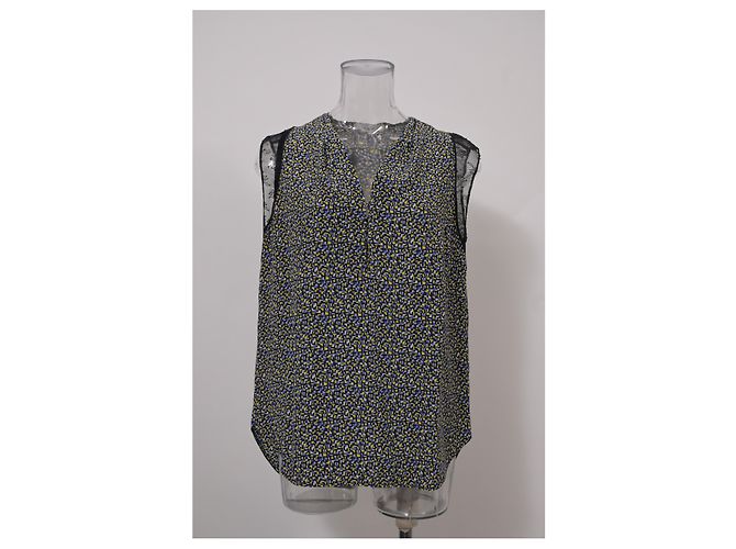 Blusa Sandro con scollo a V e bordi in pizzo in seta multicolore - vista 6