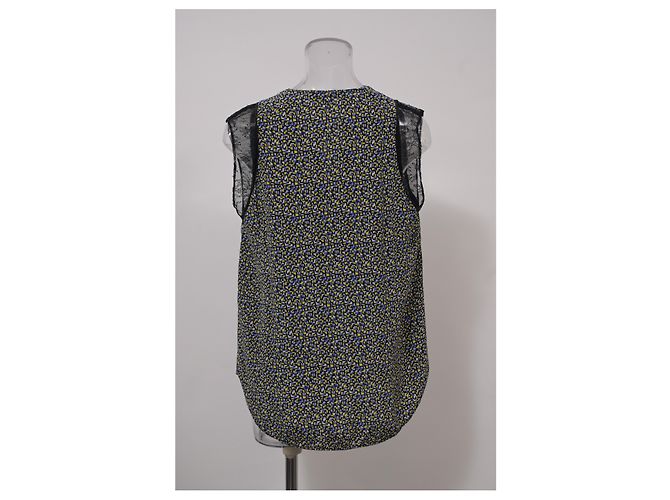 Blusa Sandro con scollo a V e bordi in pizzo in seta multicolore - vista 8