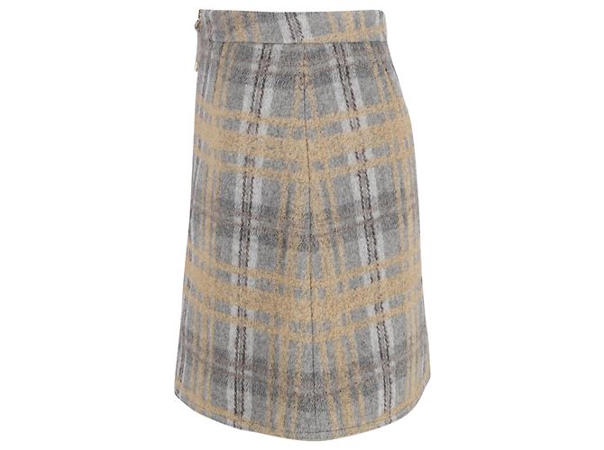 Acne Studios Minifalda a cuadros en lana gris - vista 2