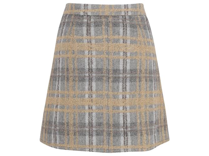 Acne Studios Minifalda a cuadros en lana gris - vista 3