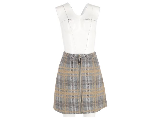 Acne Studios Minifalda a cuadros en lana gris - vista 4