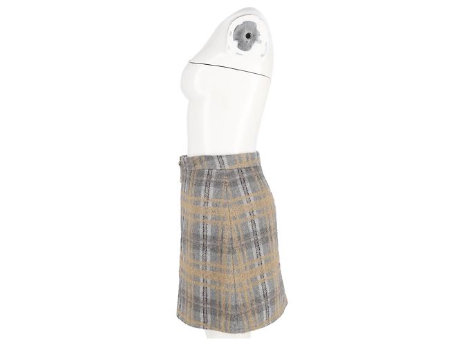 Acne Studios Minifalda a cuadros en lana gris - vista 5