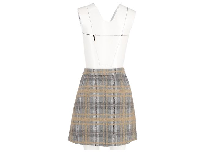 Acne Studios Minifalda a cuadros en lana gris - vista 6