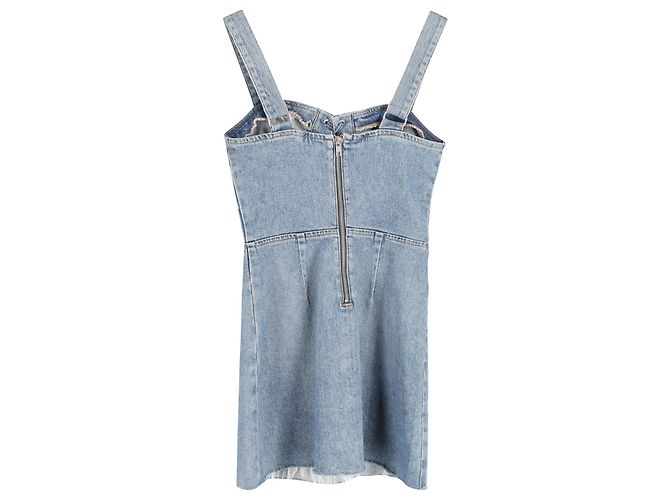 Minivestido Reformation Bustier en denim de algodón azul Azul claro - vista 2