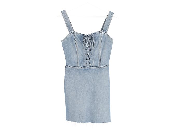 Minivestido Reformation Bustier en denim de algodón azul Azul claro - vista 4