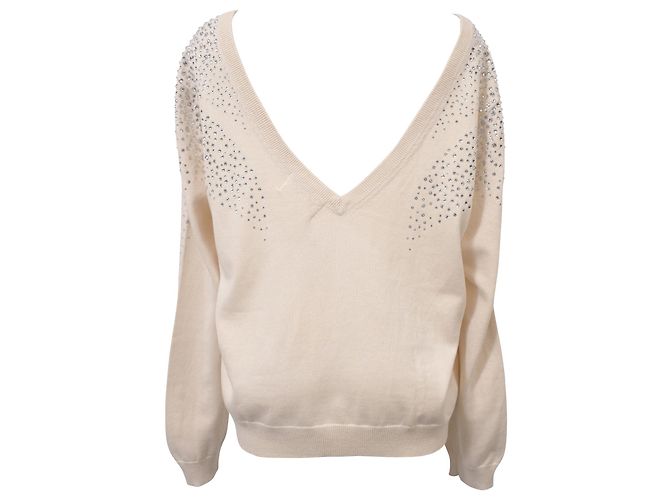 Maglione girocollo decorato Ba&sh in cotone bianco Crudo - vista 3