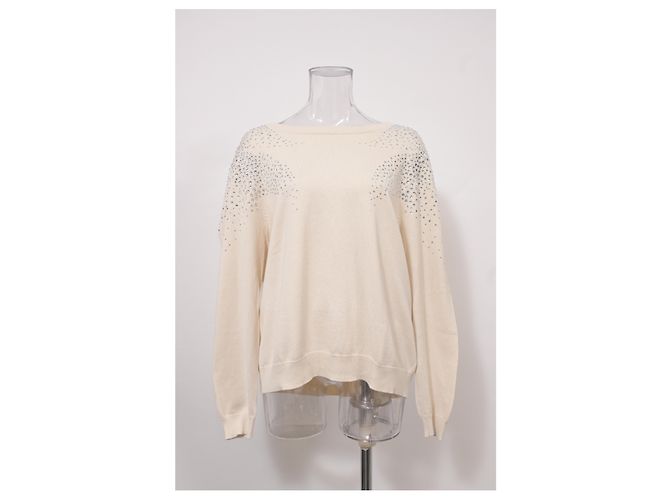 Maglione girocollo decorato Ba&sh in cotone bianco Crudo - vista 6