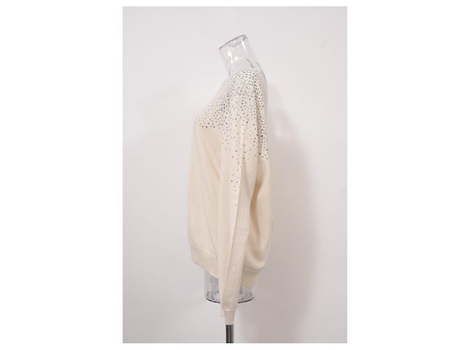 Maglione girocollo decorato Ba&sh in cotone bianco Crudo - vista 7