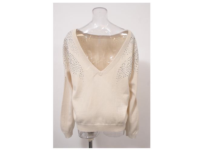 Maglione girocollo decorato Ba&sh in cotone bianco Crudo - vista 8
