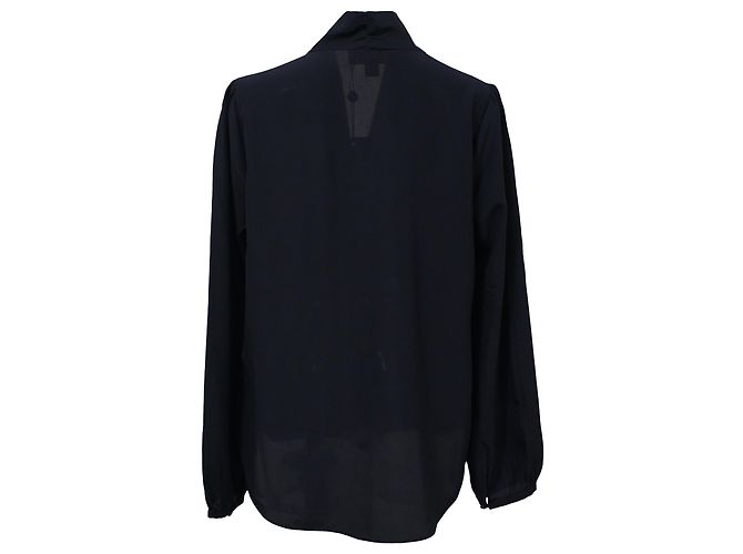 Blusa Michael Michael Kors con scollo a V in seta blu navy - vista 3