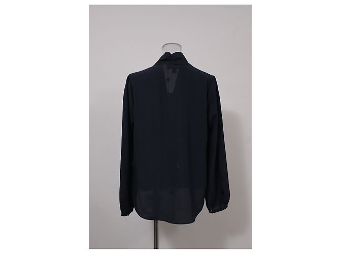Blusa Michael Michael Kors con scollo a V in seta blu navy - vista 8