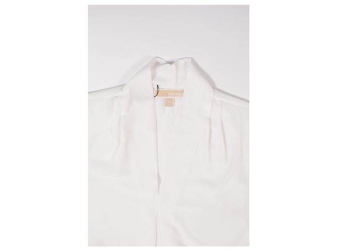 Blusa Michael Michael Kors con scollo a V in seta bianca Bianco - vista 9