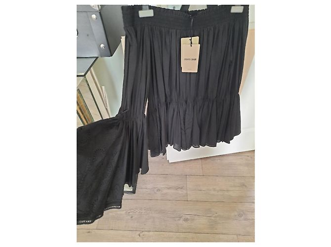 Top Roberto Cavalli de algodón negro con bordado inglés - vista 2