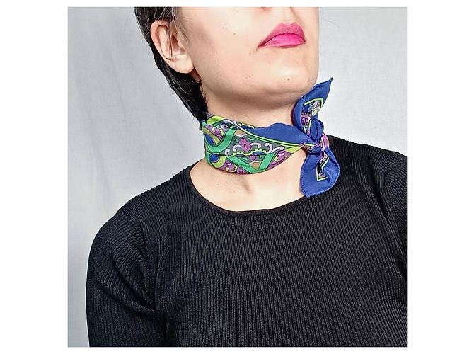 Gianni Versace mehrfarbiger blauer und lila Schal - Ansicht 3
