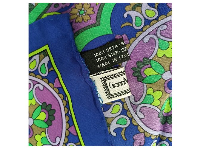 Gianni Versace mehrfarbiger blauer und lila Schal - Ansicht 5