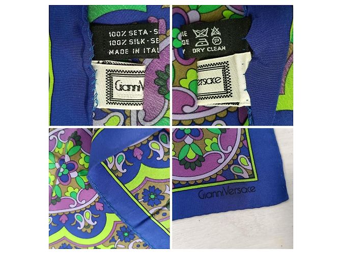 Gianni Versace mehrfarbiger blauer und lila Schal - Ansicht 8