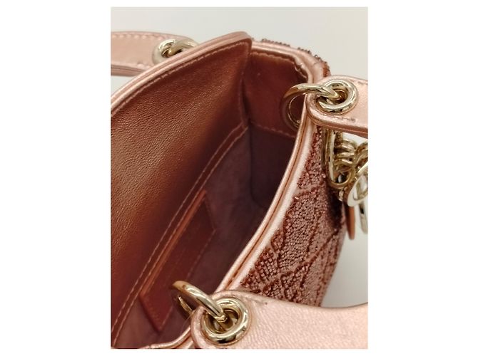 Borsa Lady Dior Mini Dior Rosa con Paillettes - vista 14