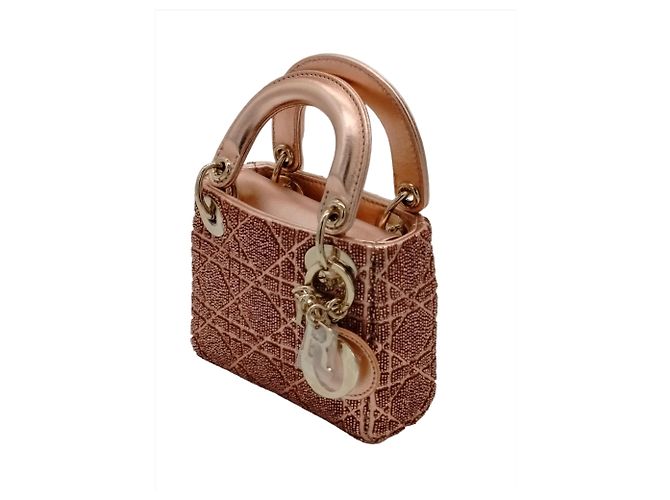 Borsa Lady Dior Mini Dior Rosa con Paillettes - vista 2