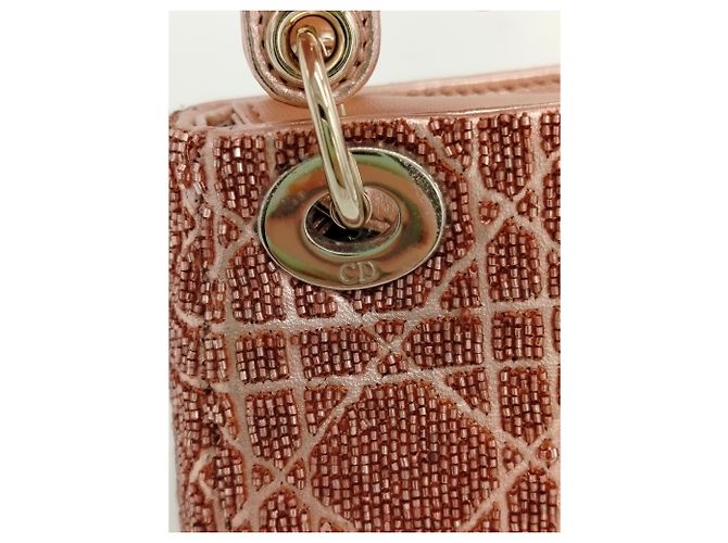 Borsa Lady Dior Mini Dior Rosa con Paillettes - vista 6