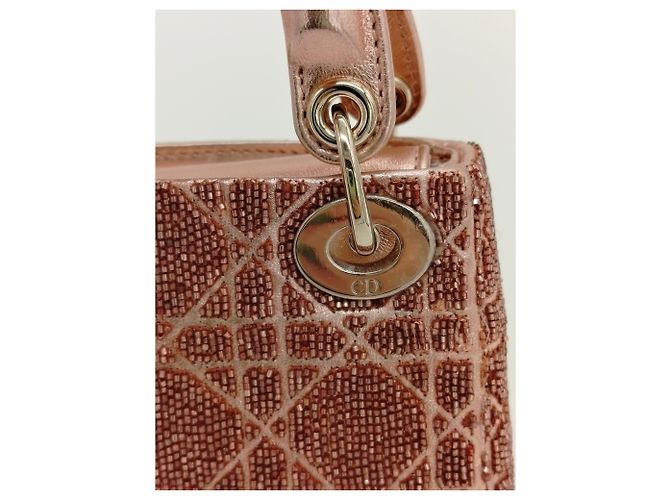 Borsa Lady Dior Mini Dior Rosa con Paillettes - vista 7
