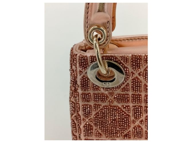 Borsa Lady Dior Mini Dior Rosa con Paillettes - vista 8