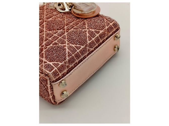 Borsa Lady Dior Mini Dior Rosa con Paillettes - vista 9