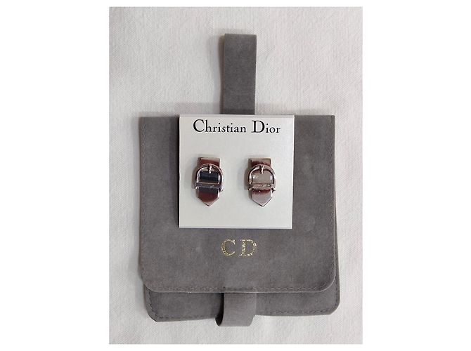Pendientes Christian Dior Modelo Hebilla de Cinturón Plateados Plata - vista 3