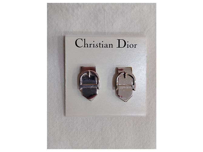 Pendientes Christian Dior Modelo Hebilla de Cinturón Plateados Plata - vista 6